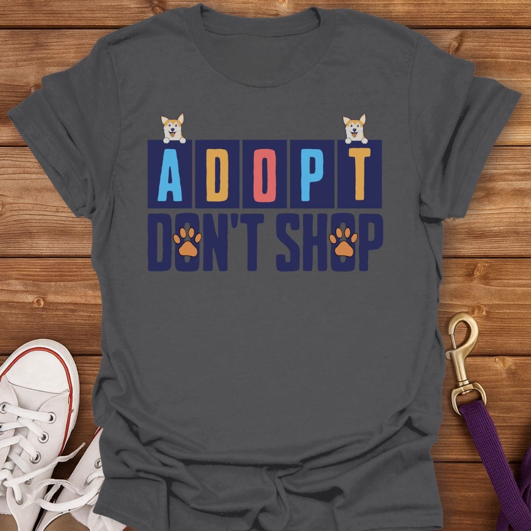 Adopt Don't Shop Corgi T-Shirt Charcoal / S