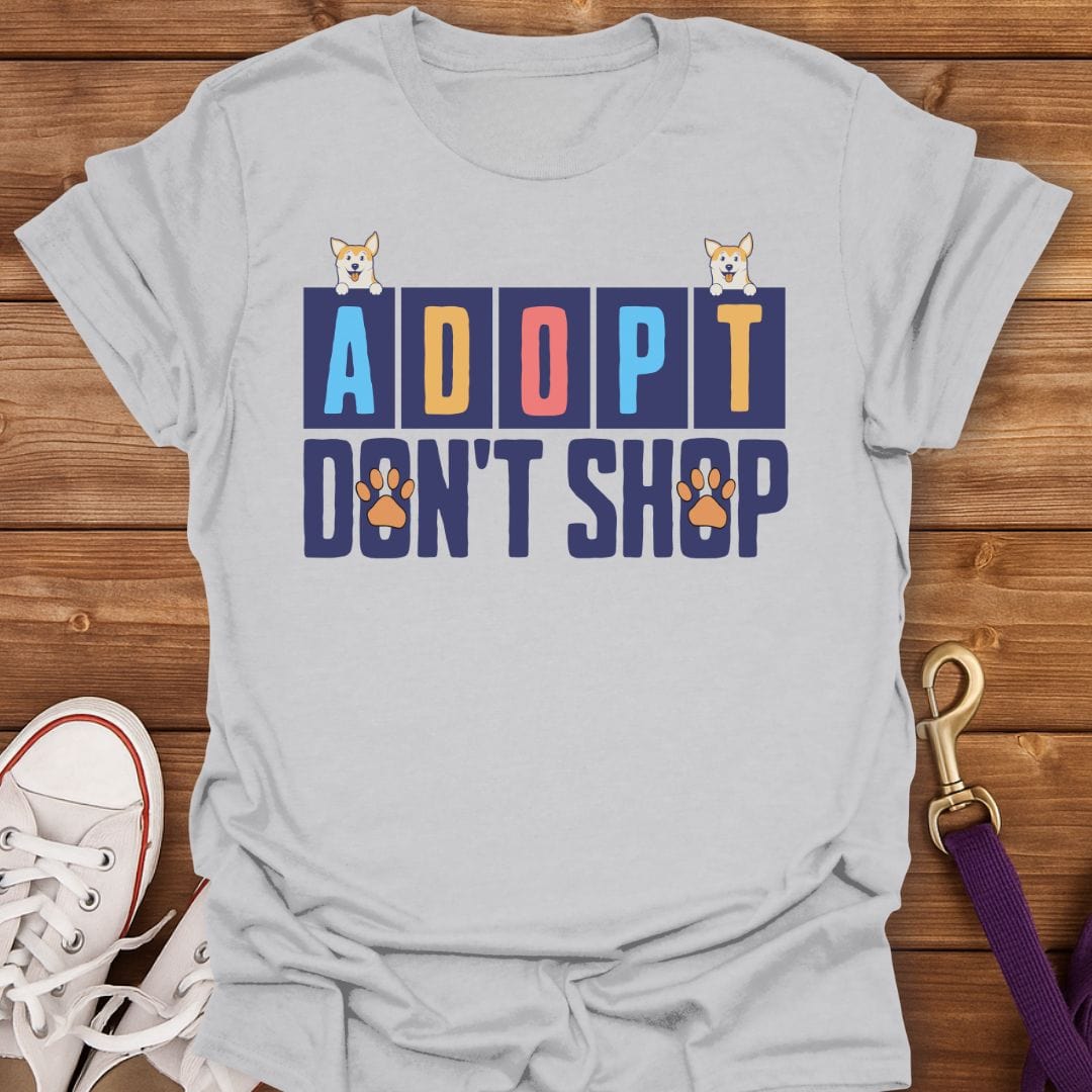 Adopt Don't Shop Corgi T-Shirt Ice Grey / S