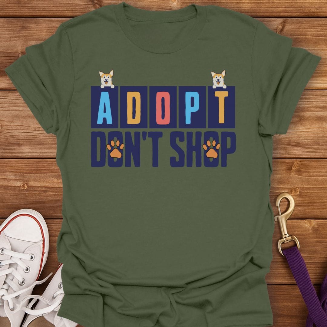 Adopt Don't Shop Corgi T-Shirt Military Green / S