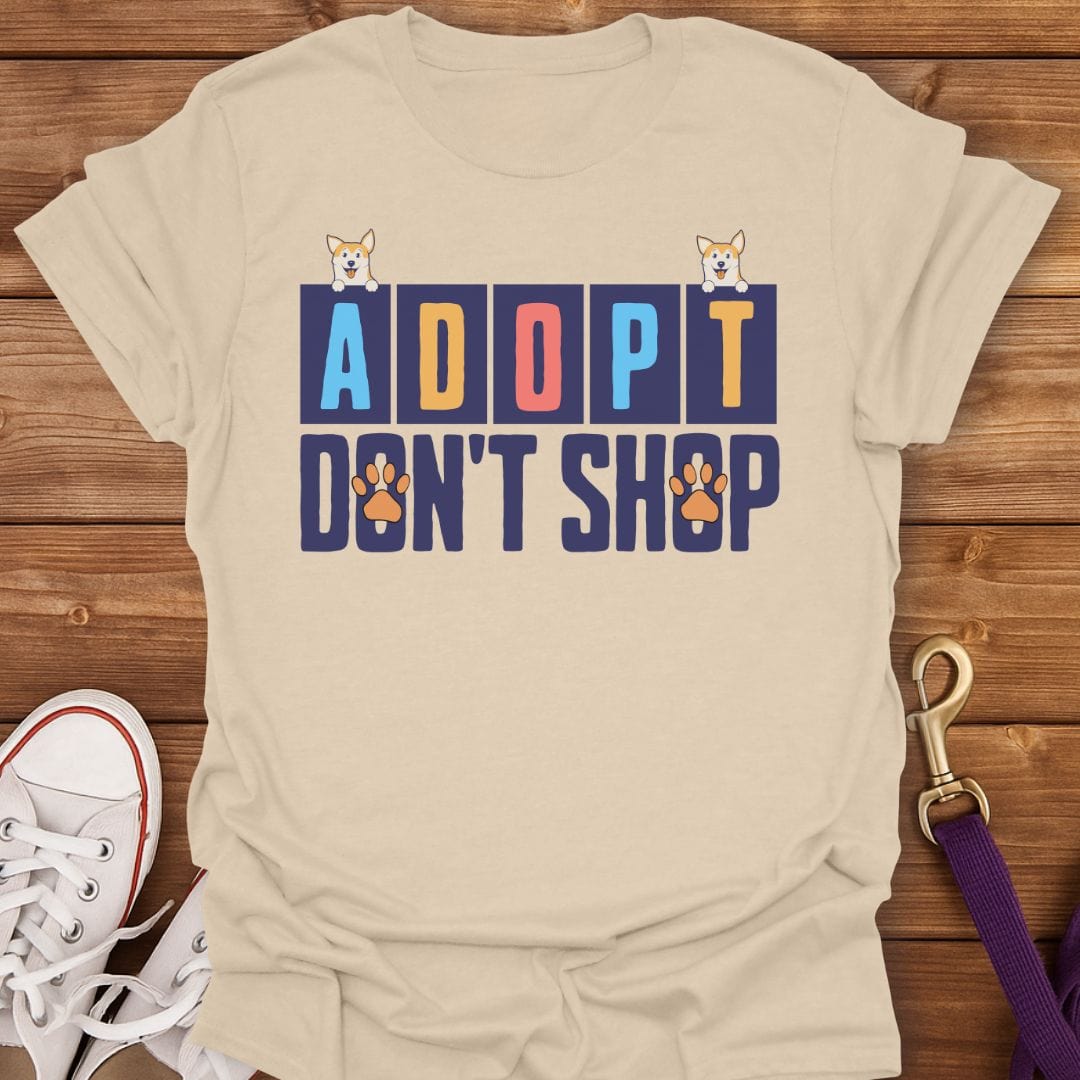 Adopt Don't Shop Corgi T-Shirt Sand / S