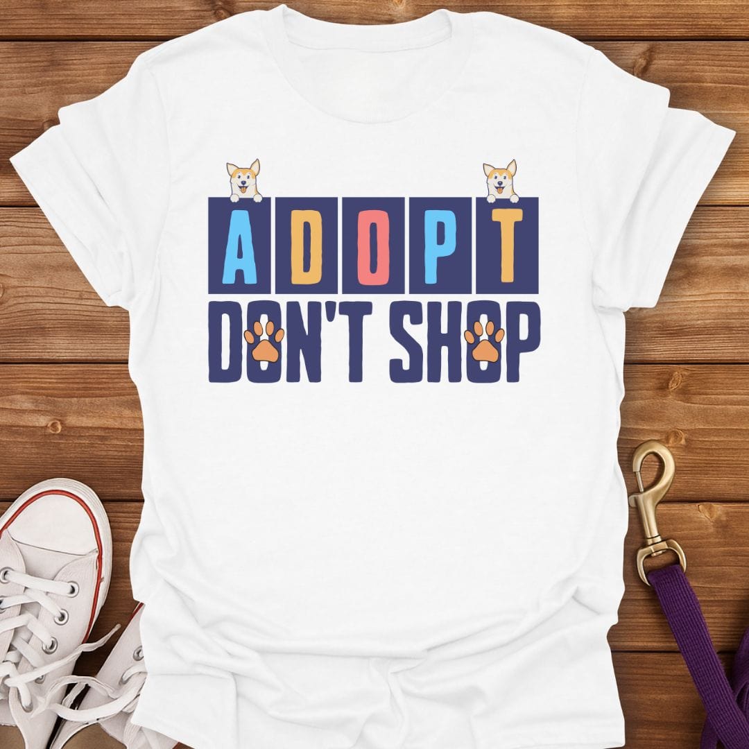 Adopt Don't Shop Corgi T-Shirt White / S