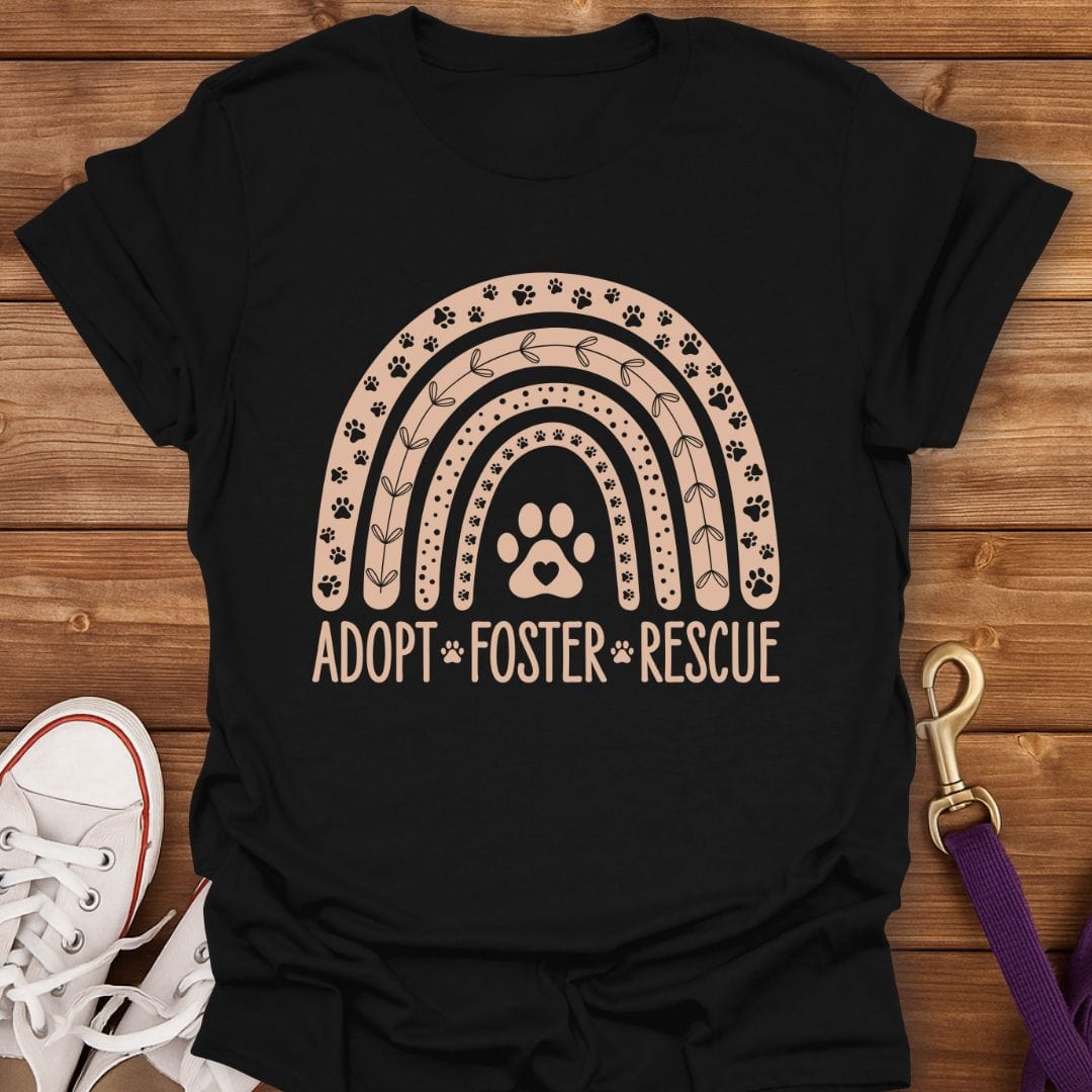 Adopt Foster Rescue Rainbow T-Shirt Black / S