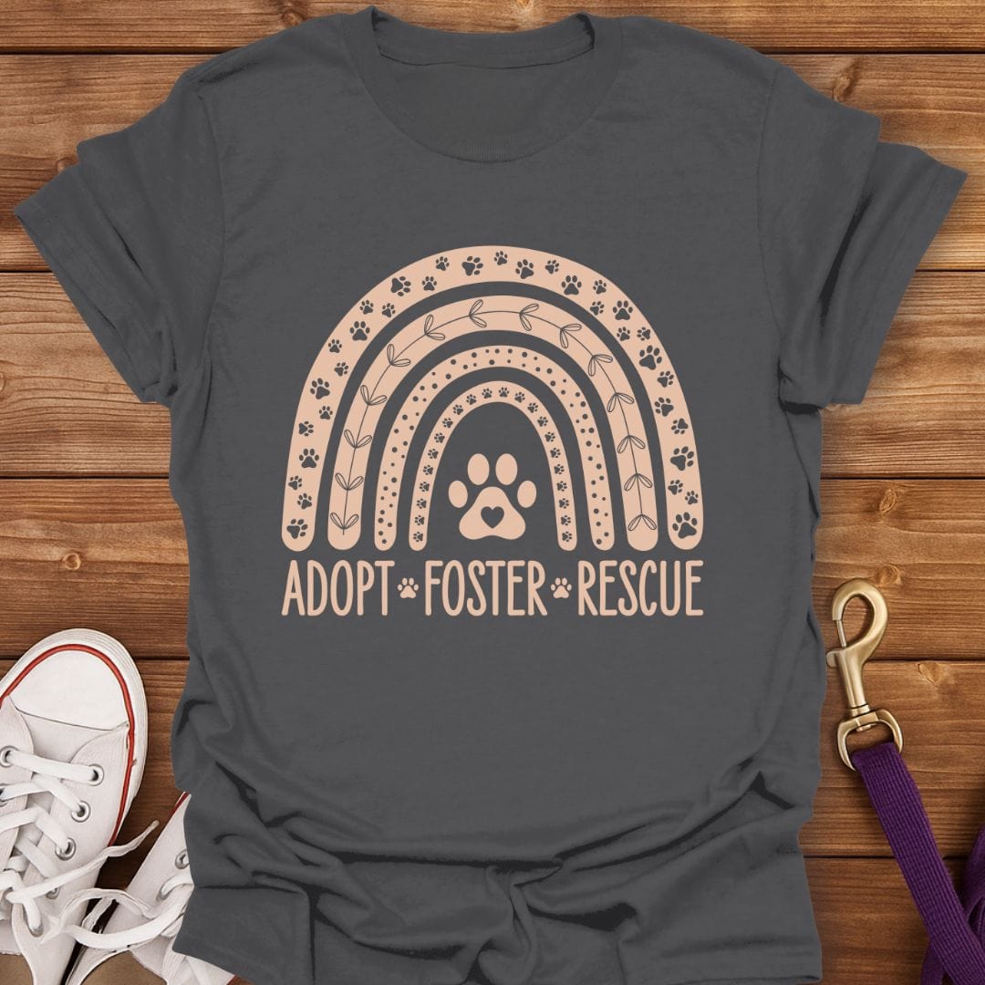 Adopt Foster Rescue Rainbow T-Shirt Charcoal / S