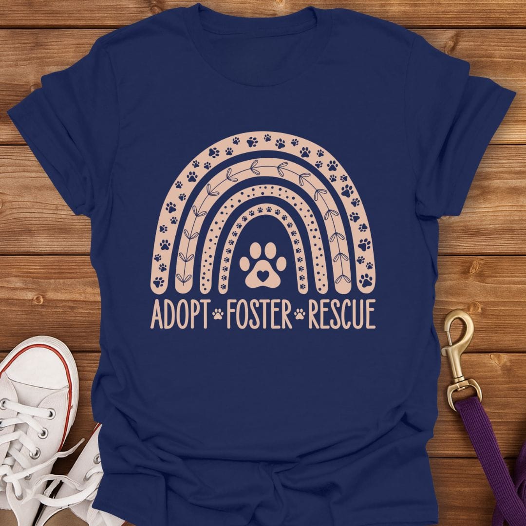 Adopt Foster Rescue Rainbow T-Shirt Navy / S