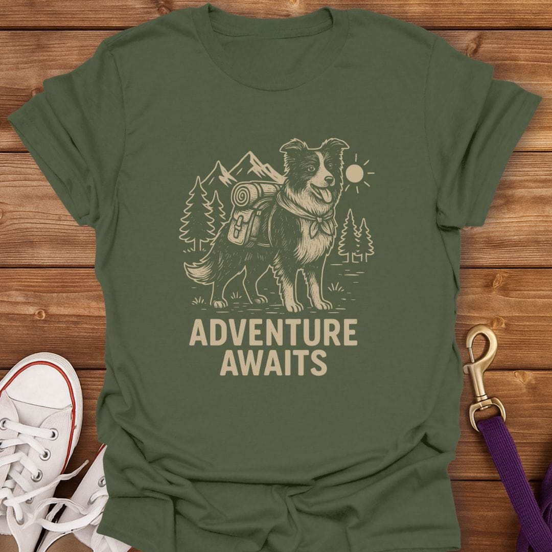Adventure Awaits Dog T-Shirt Military Green / S