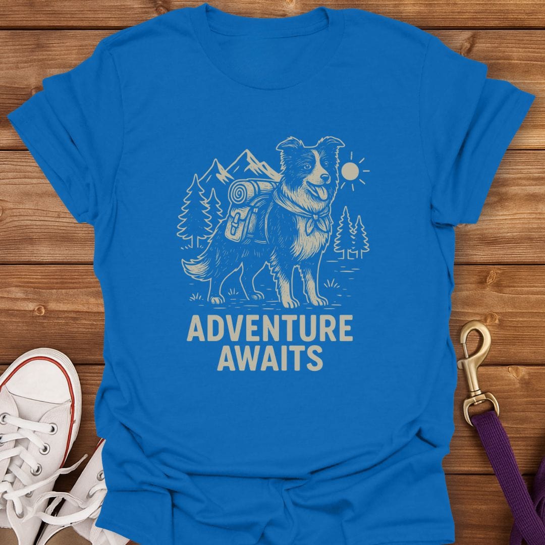 Adventure Awaits Dog T-Shirt Royal / S