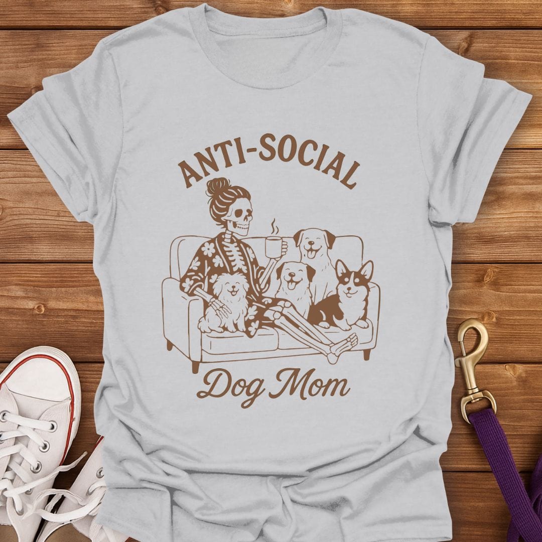 Anti-Social Dog Mom T-Shirt Ice Grey / S