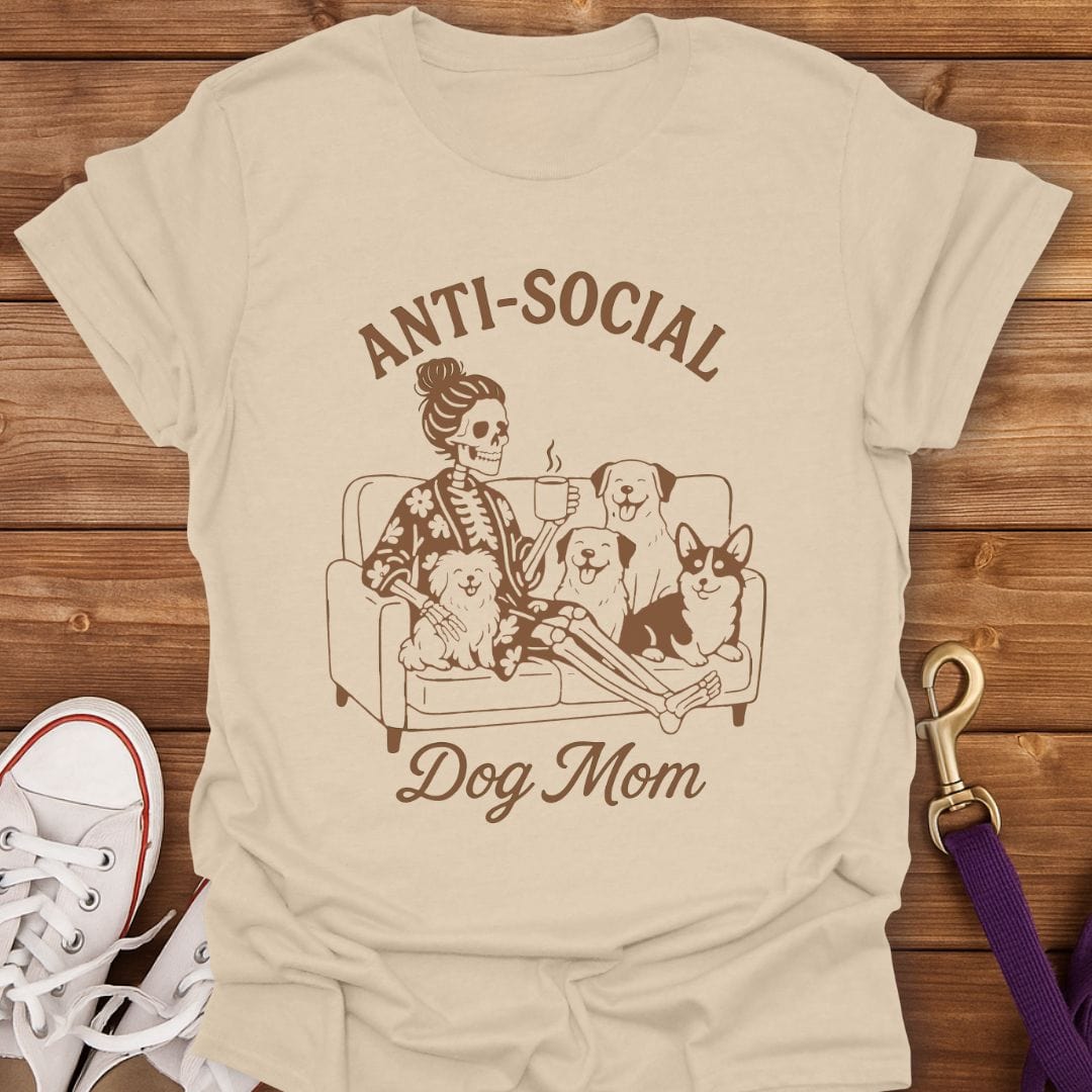 Anti-Social Dog Mom T-Shirt Sand / S