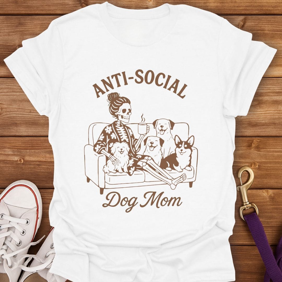Anti-Social Dog Mom T-Shirt White / S