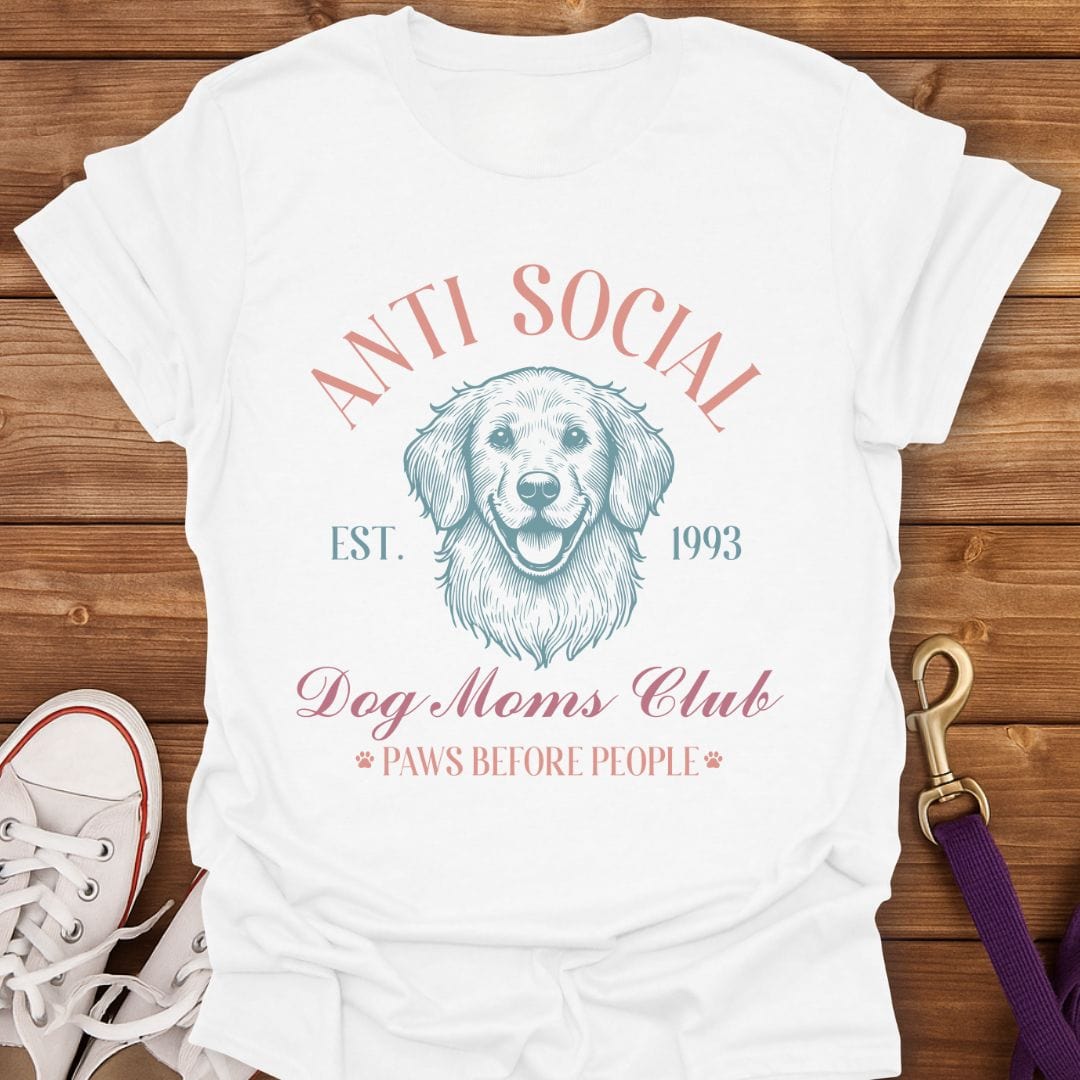 Anti Social Dog Moms Club T-Shirt White / S