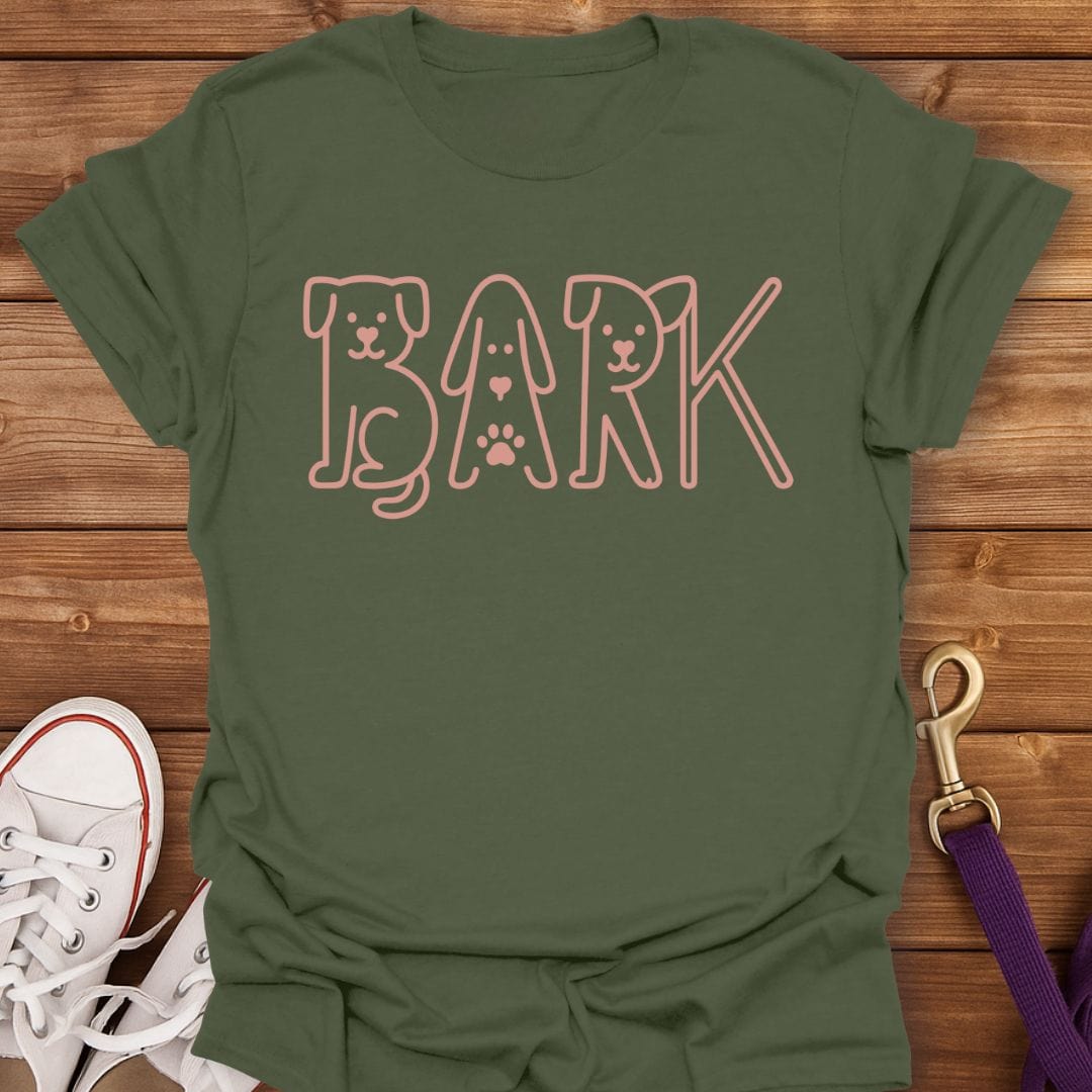 BARK Dog Lettering T-Shirt Military Green / S