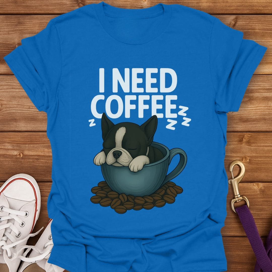 Boston Terrier Coffee Nap T-Shirt Royal / S