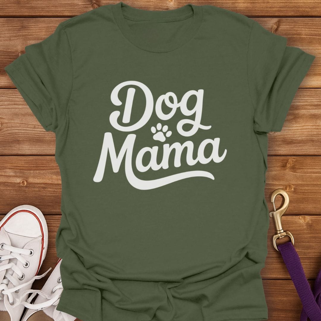 Classic Script Dog Mama T-Shirt Military Green / S