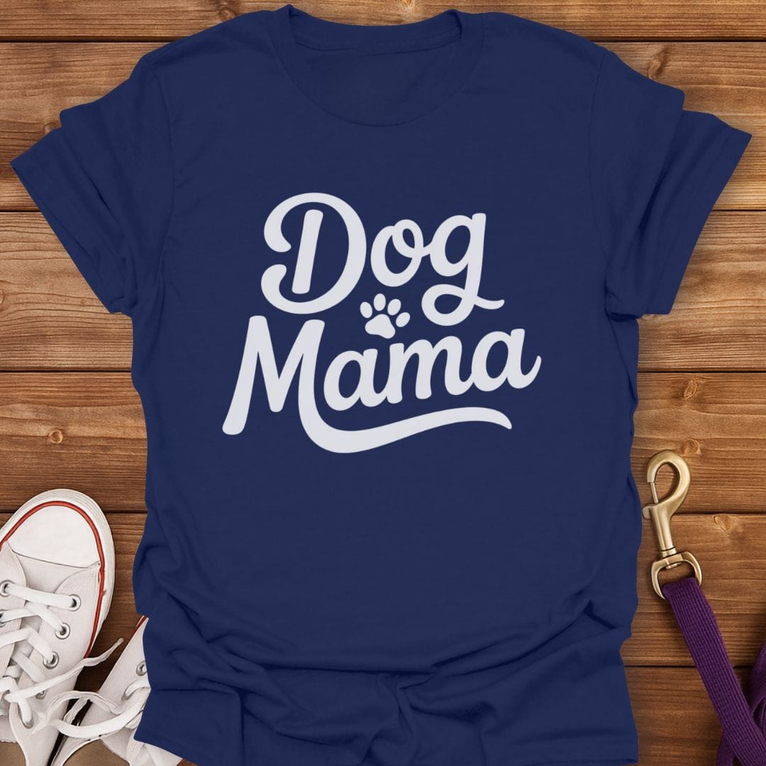 Classic Script Dog Mama T-Shirt Navy / S