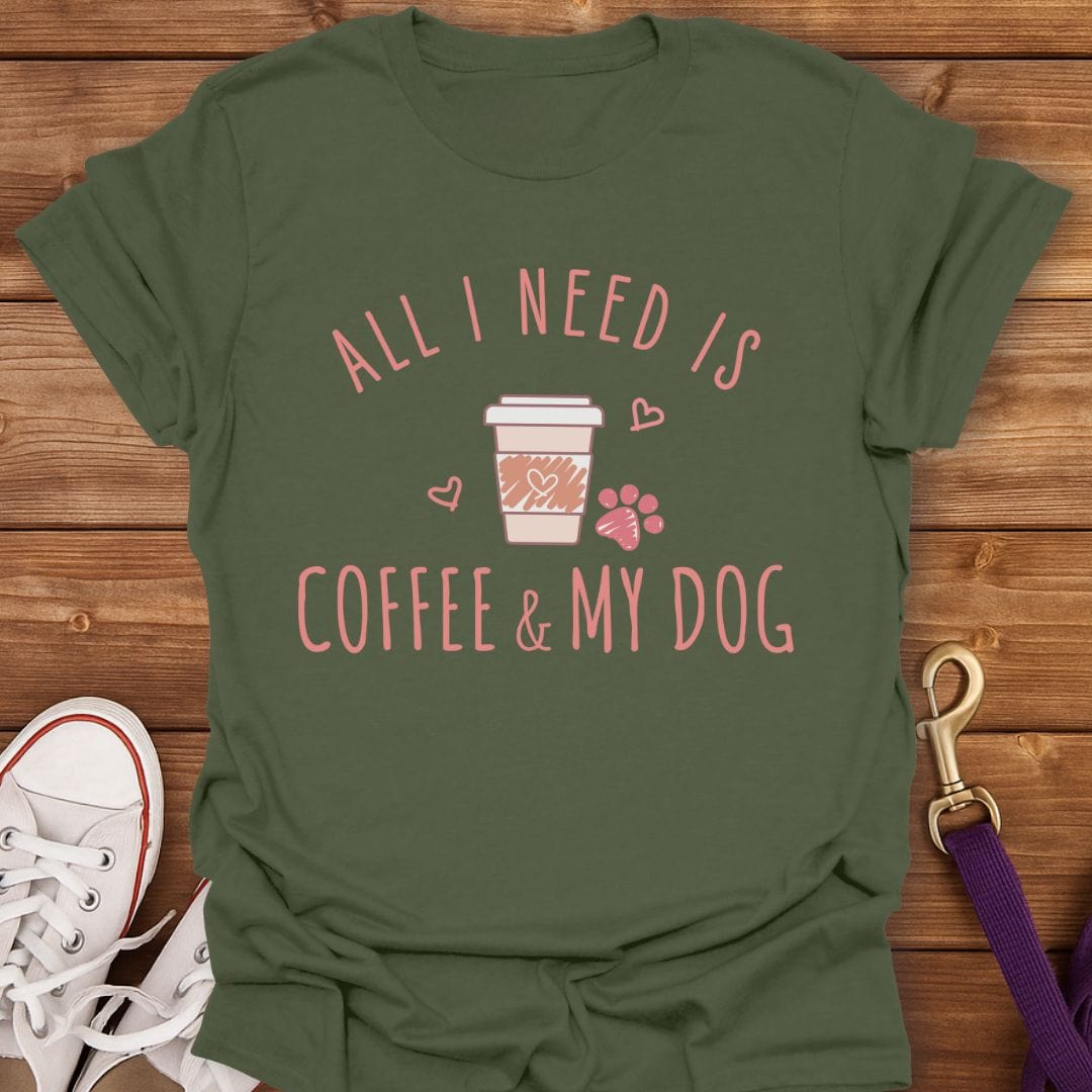 Coffee and My Dog T-Shirt Military Green / S