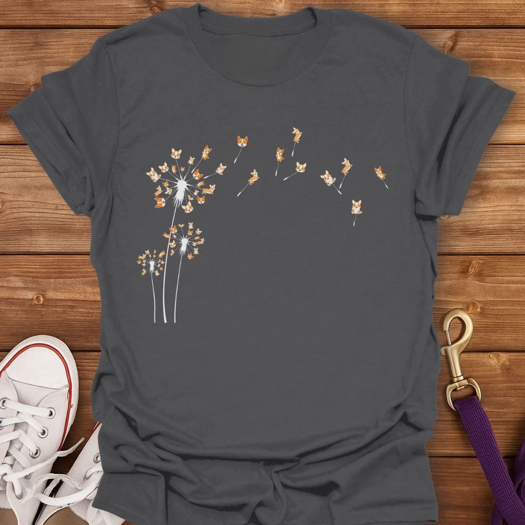 Corgi Dandelion Wishes T-Shirt Charcoal / S