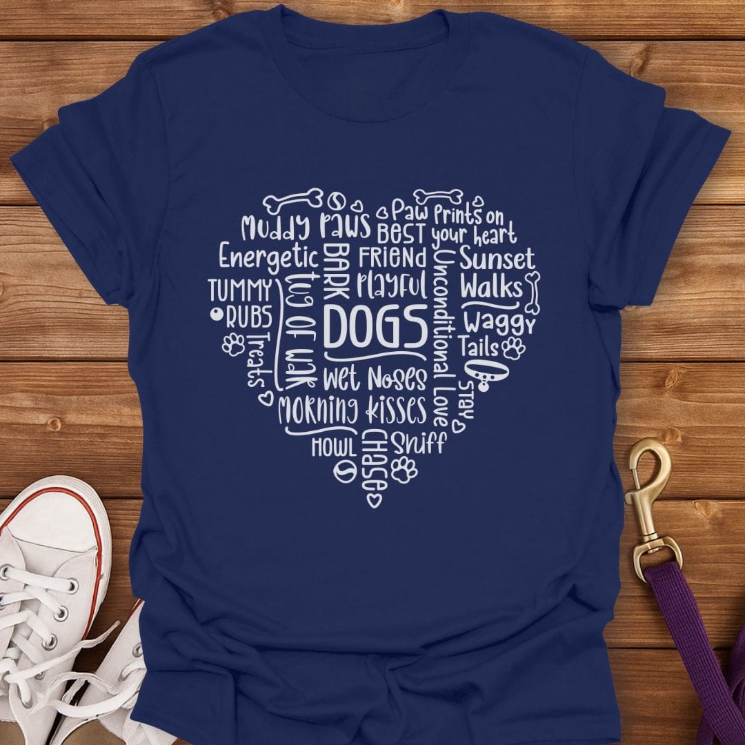 Dog Heart Word Cloud T-Shirt Navy / S