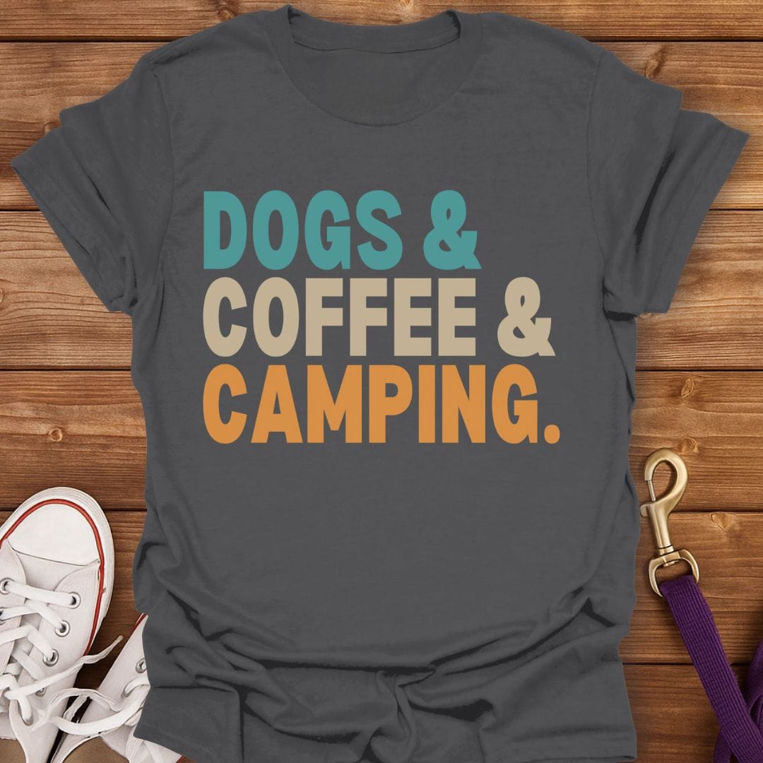 Dogs Coffee Camping T-Shirt Charcoal / S