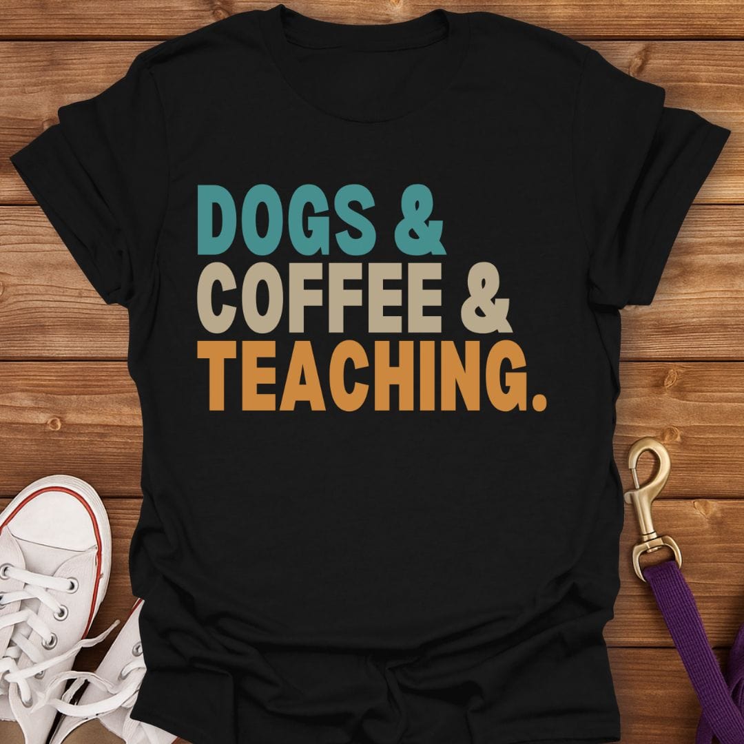 Dogs Coffee Teaching T-Shirt Black / S
