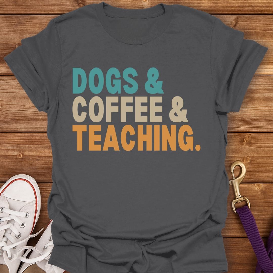 Dogs Coffee Teaching T-Shirt Charcoal / S