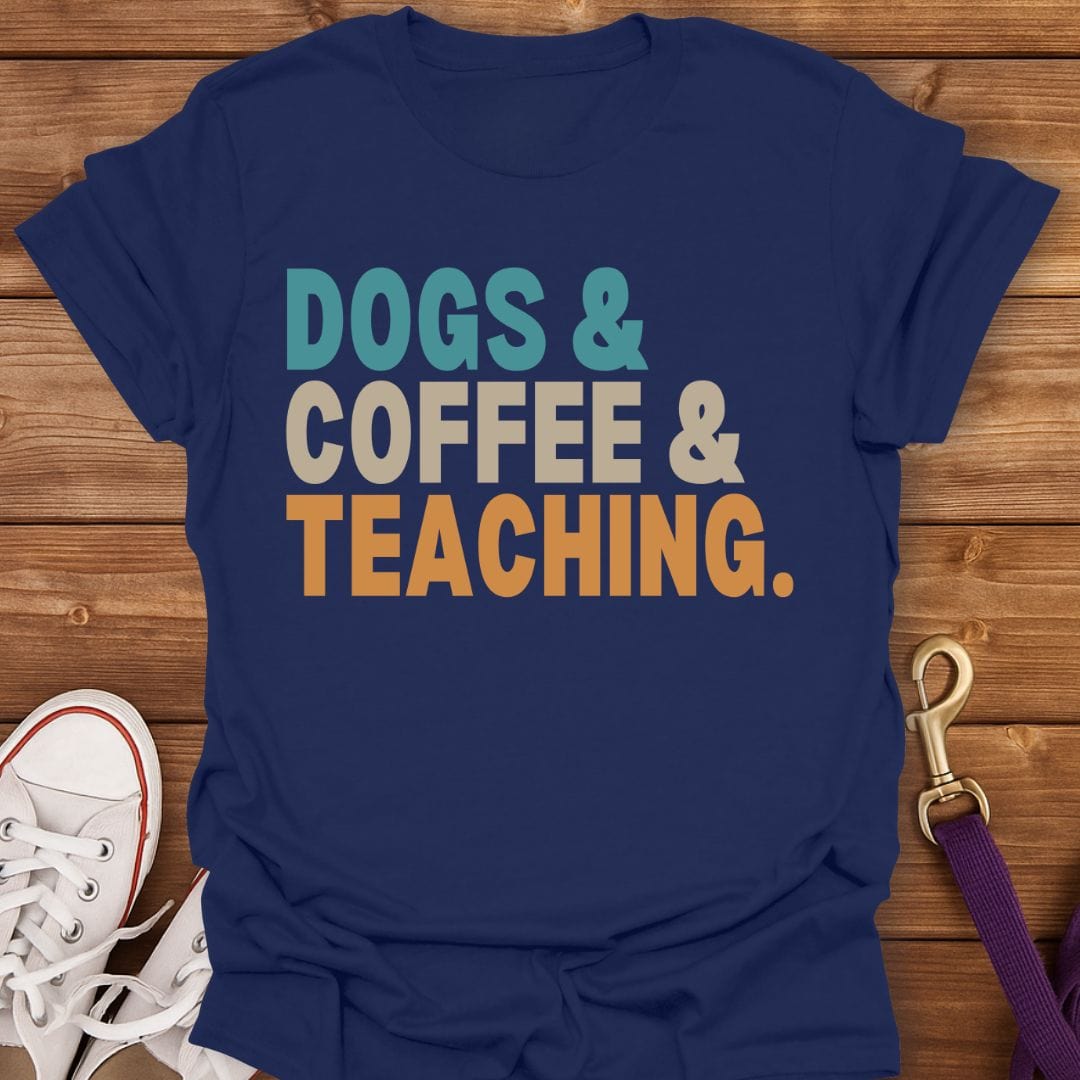 Dogs Coffee Teaching T-Shirt Navy / S