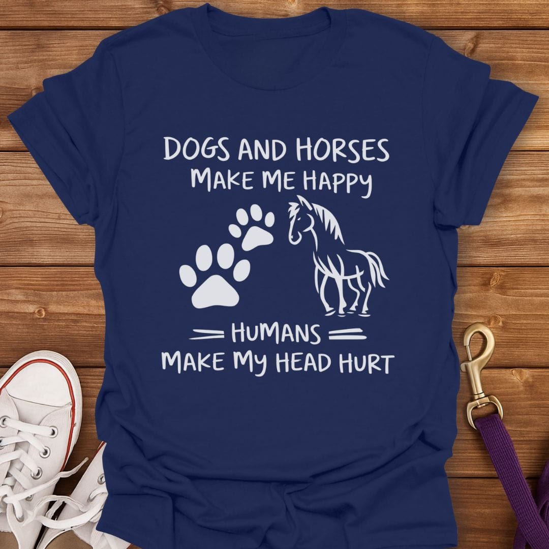 Dogs Horses and Headaches T-Shirt Navy / S