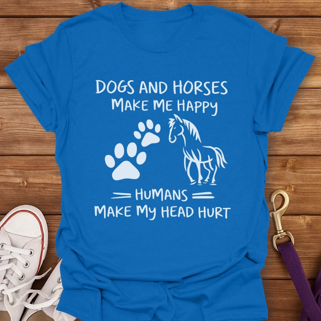Dogs Horses and Headaches T-Shirt Royal / S