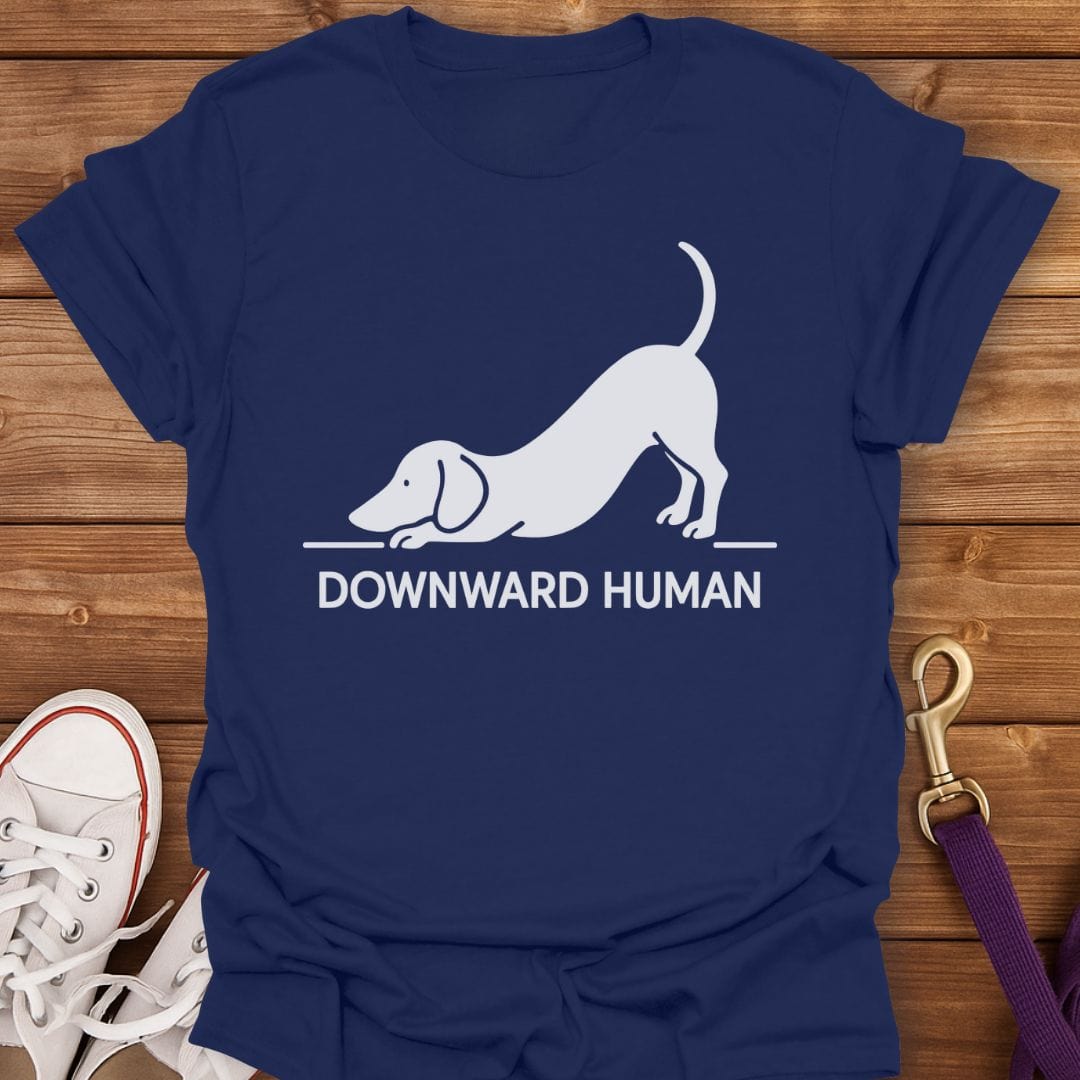 Downward Human Dachshund T-Shirt Navy / S