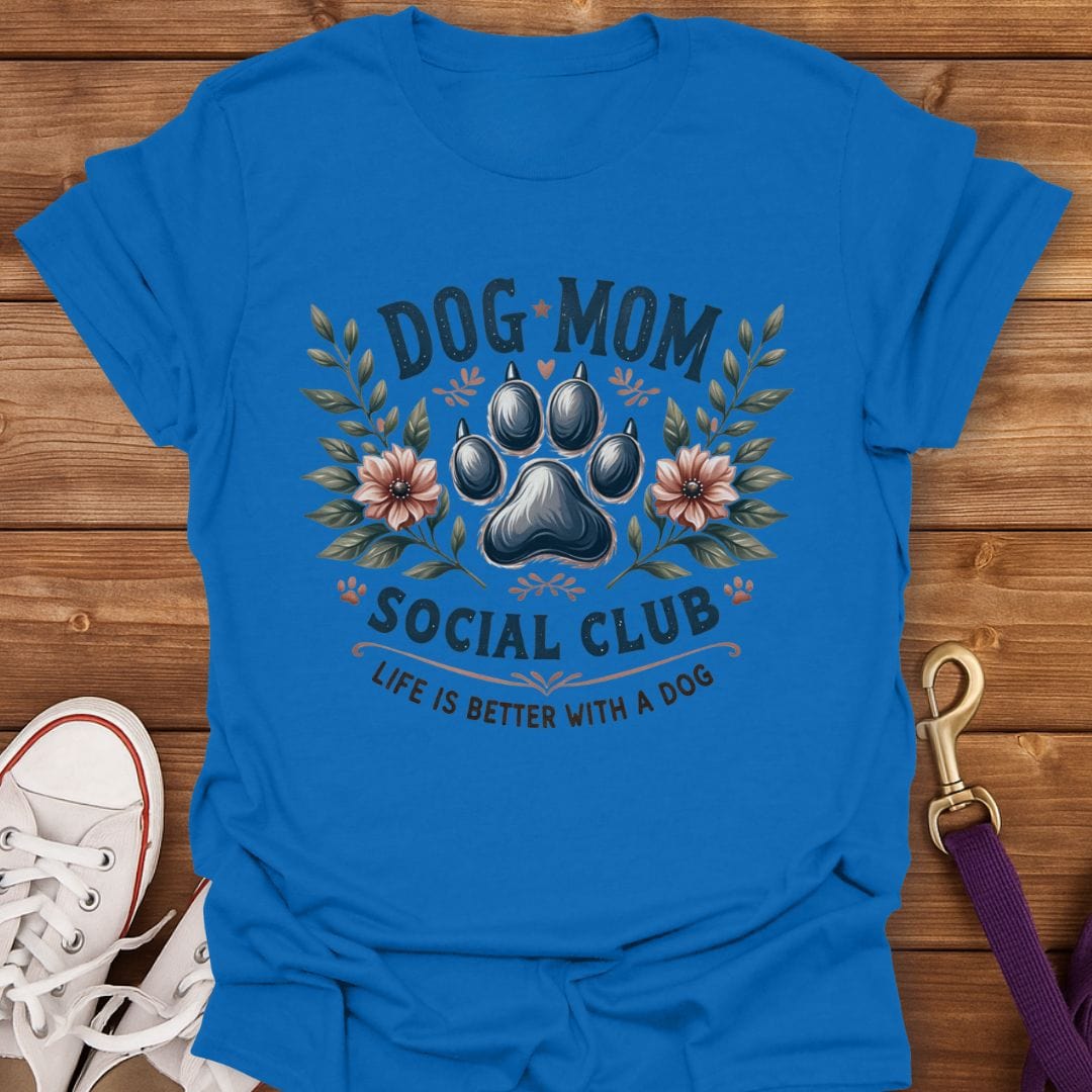 Floral Paw Dog Mama Club T-Shirt Royal / S