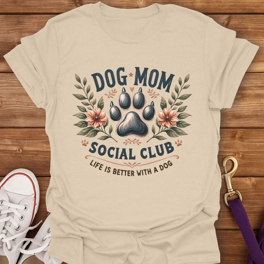Floral Paw Dog Mama Club T-Shirt Sand / S