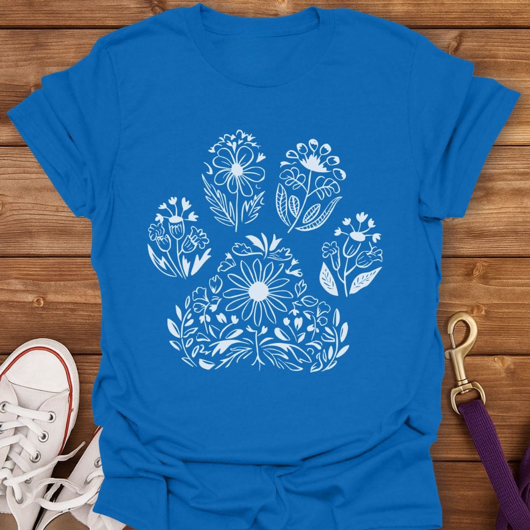 Floral Paw Print T-Shirt Royal / S