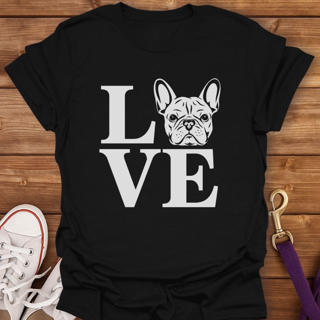 Frenchie Love Letters T-Shirt Black / S