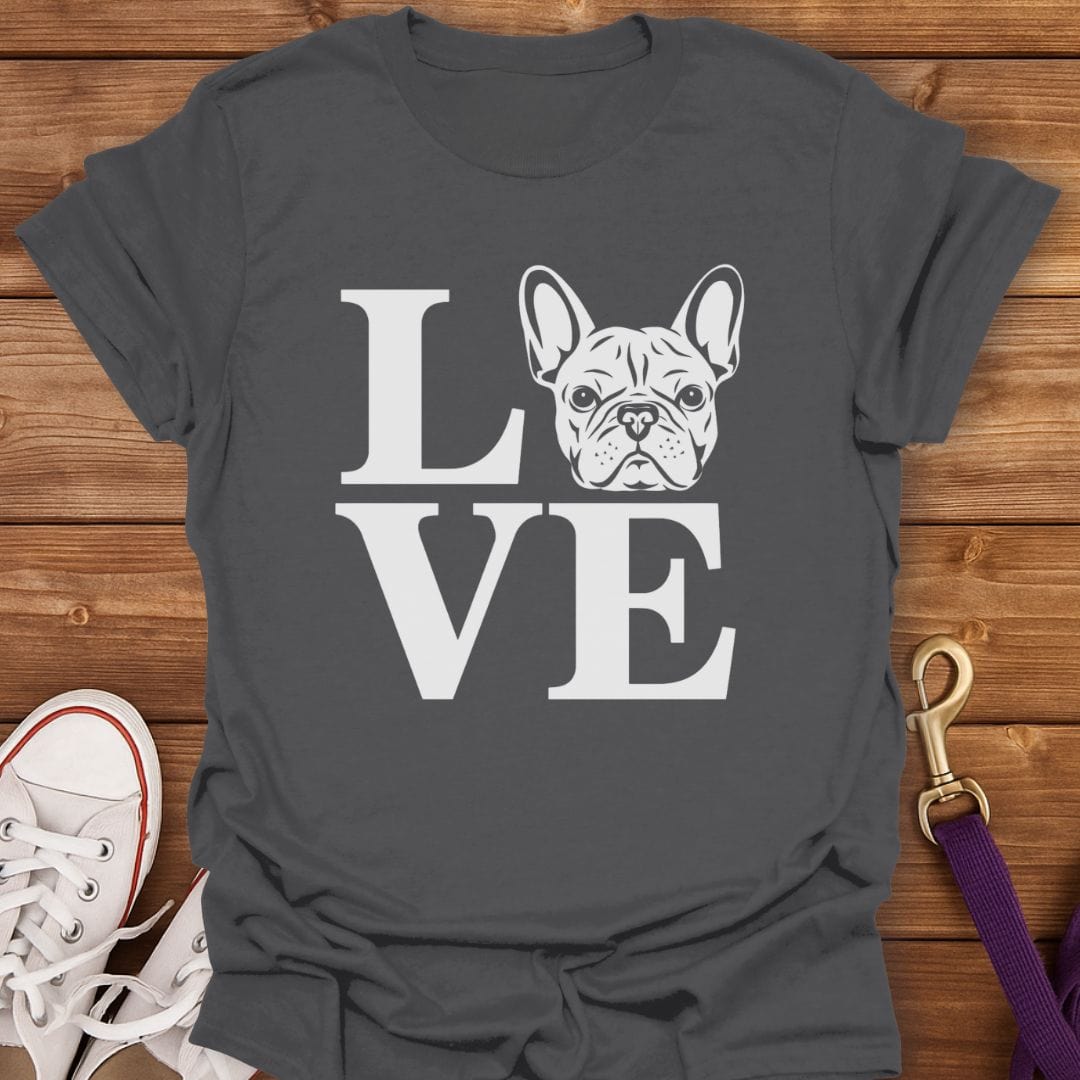 Frenchie Love Letters T-Shirt Charcoal / S
