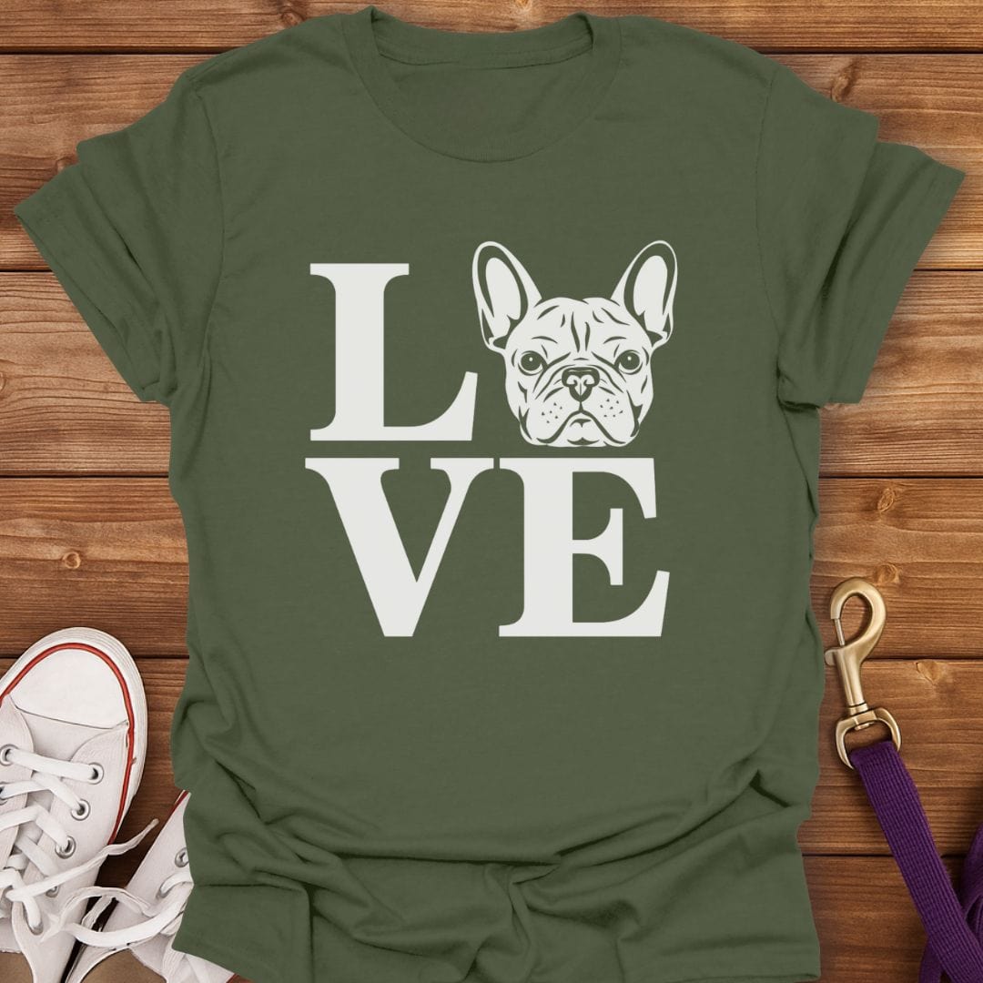 Frenchie Love Letters T-Shirt Military Green / S
