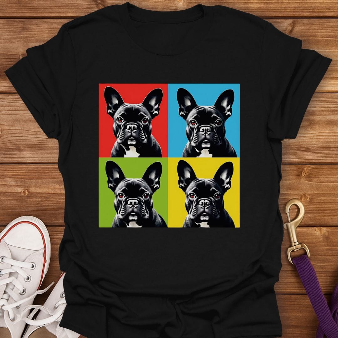Frenchie Pop Art Squares T-Shirt Black / S