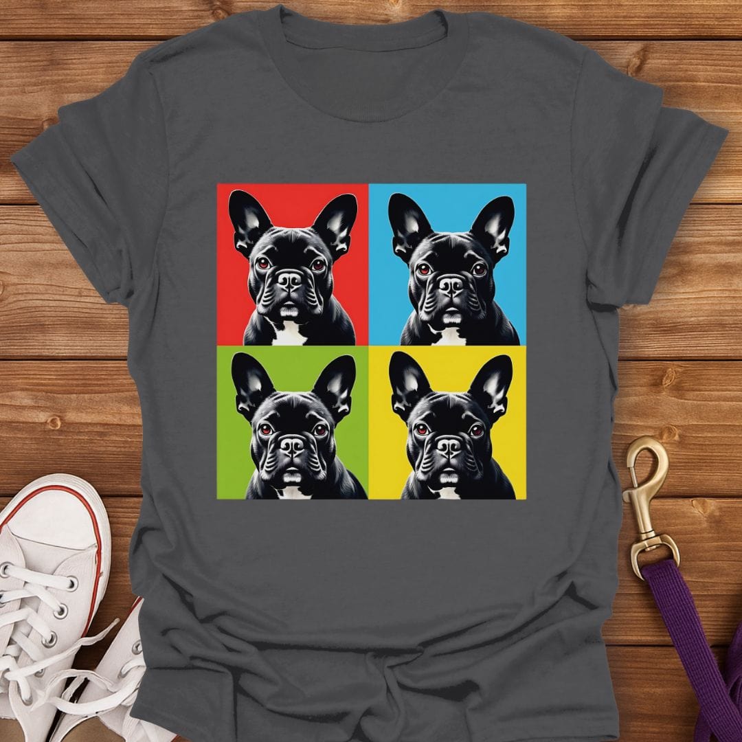 Frenchie Pop Art Squares T-Shirt Charcoal / S