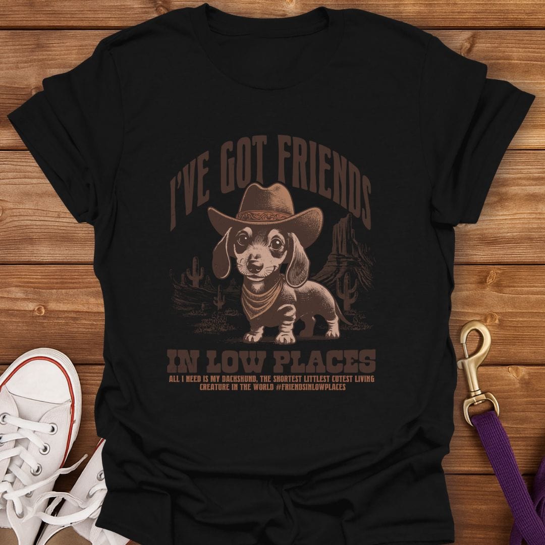 Friends in Low Places Dachshund T-Shirt Black / S
