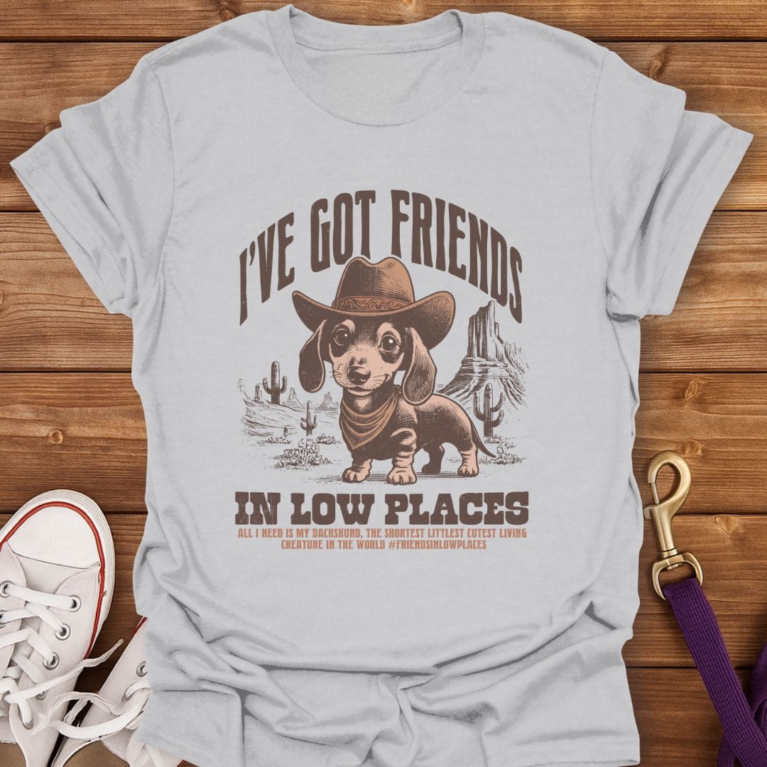 Friends in Low Places Dachshund T-Shirt Ice Grey / S