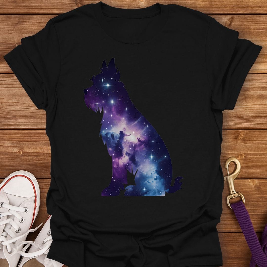 Galaxy Yorkshire Terrier Silhouette T-Shirt Black / S