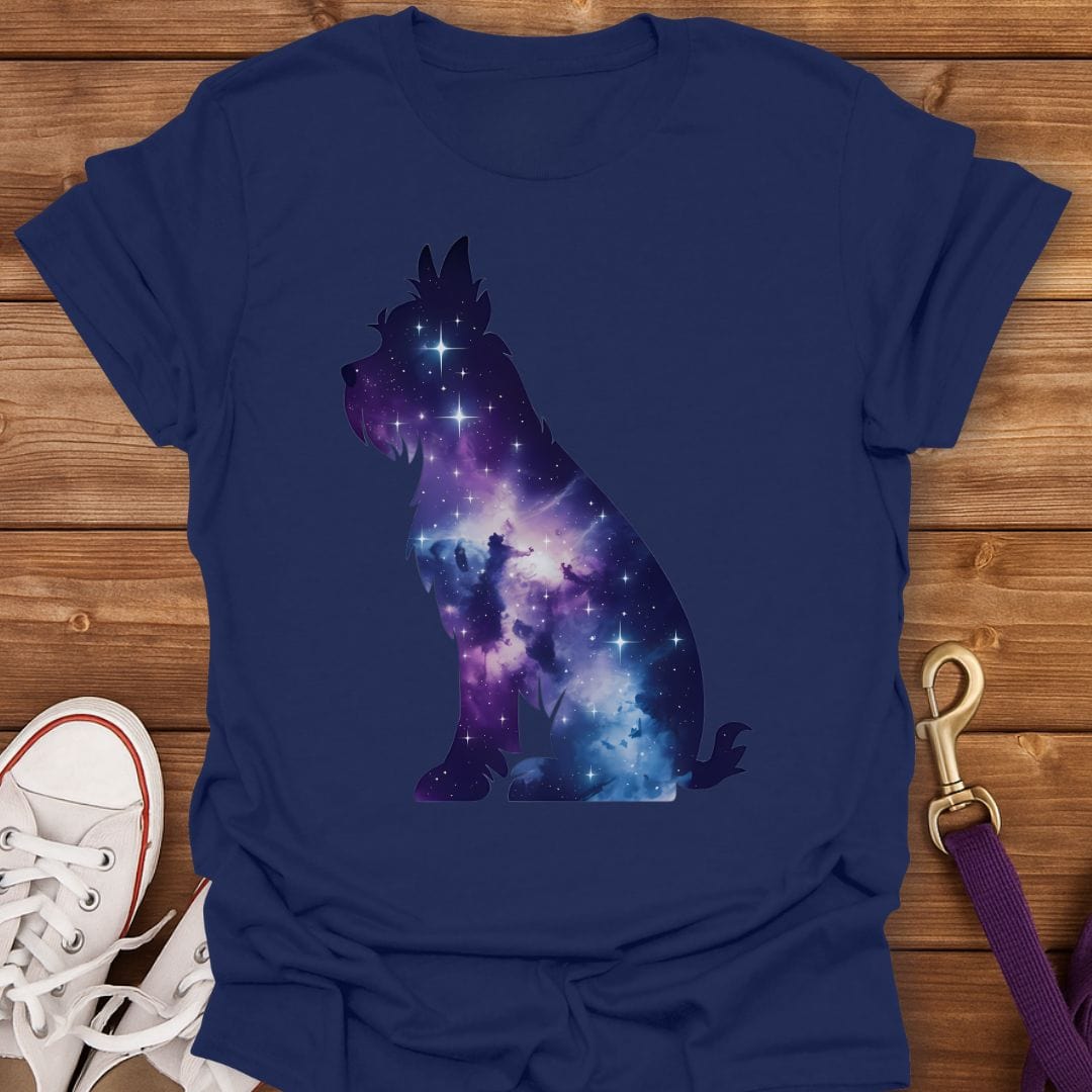 Galaxy Yorkshire Terrier Silhouette T-Shirt Navy / S