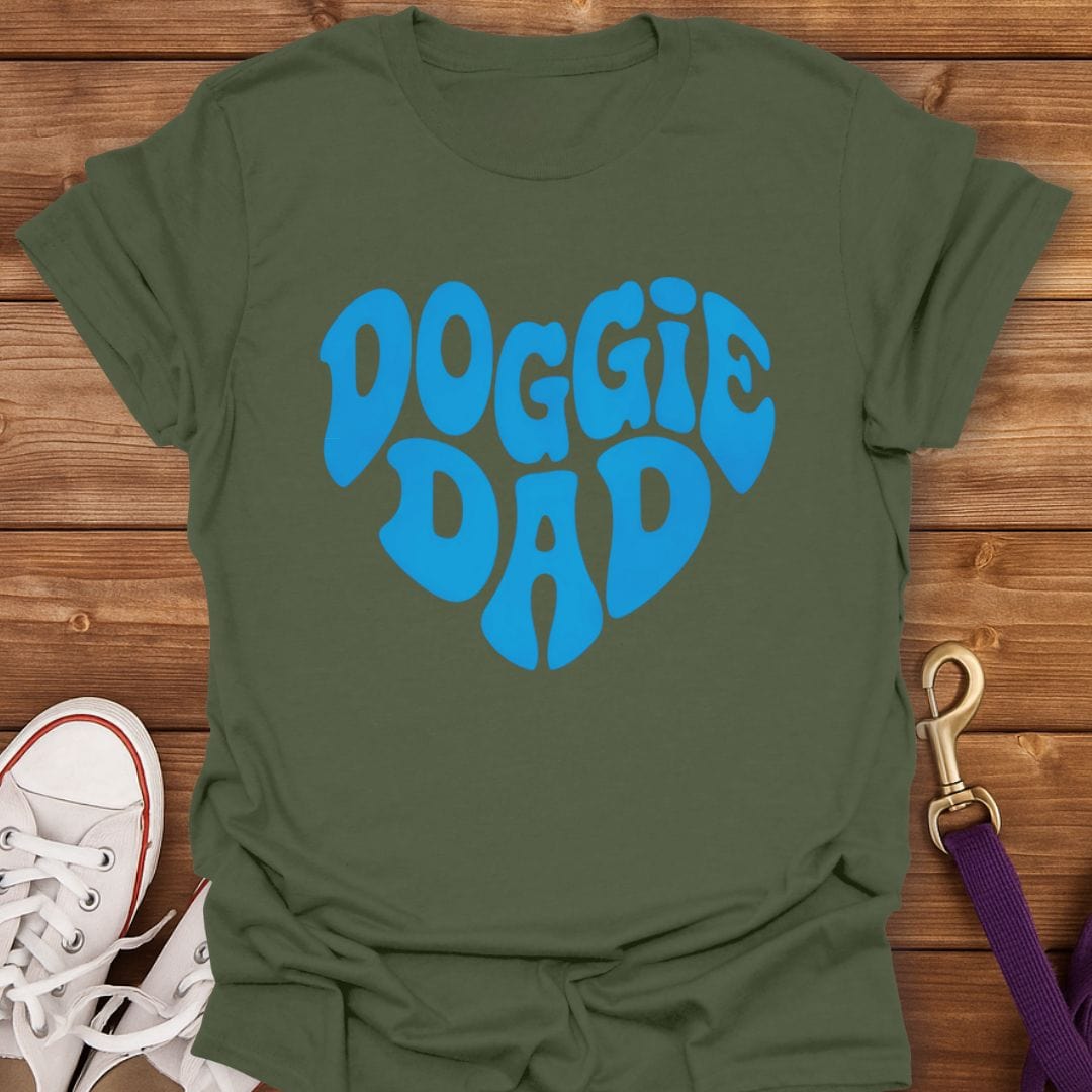 Groovy Doggie Dad Heart T-Shirt Military Green / S