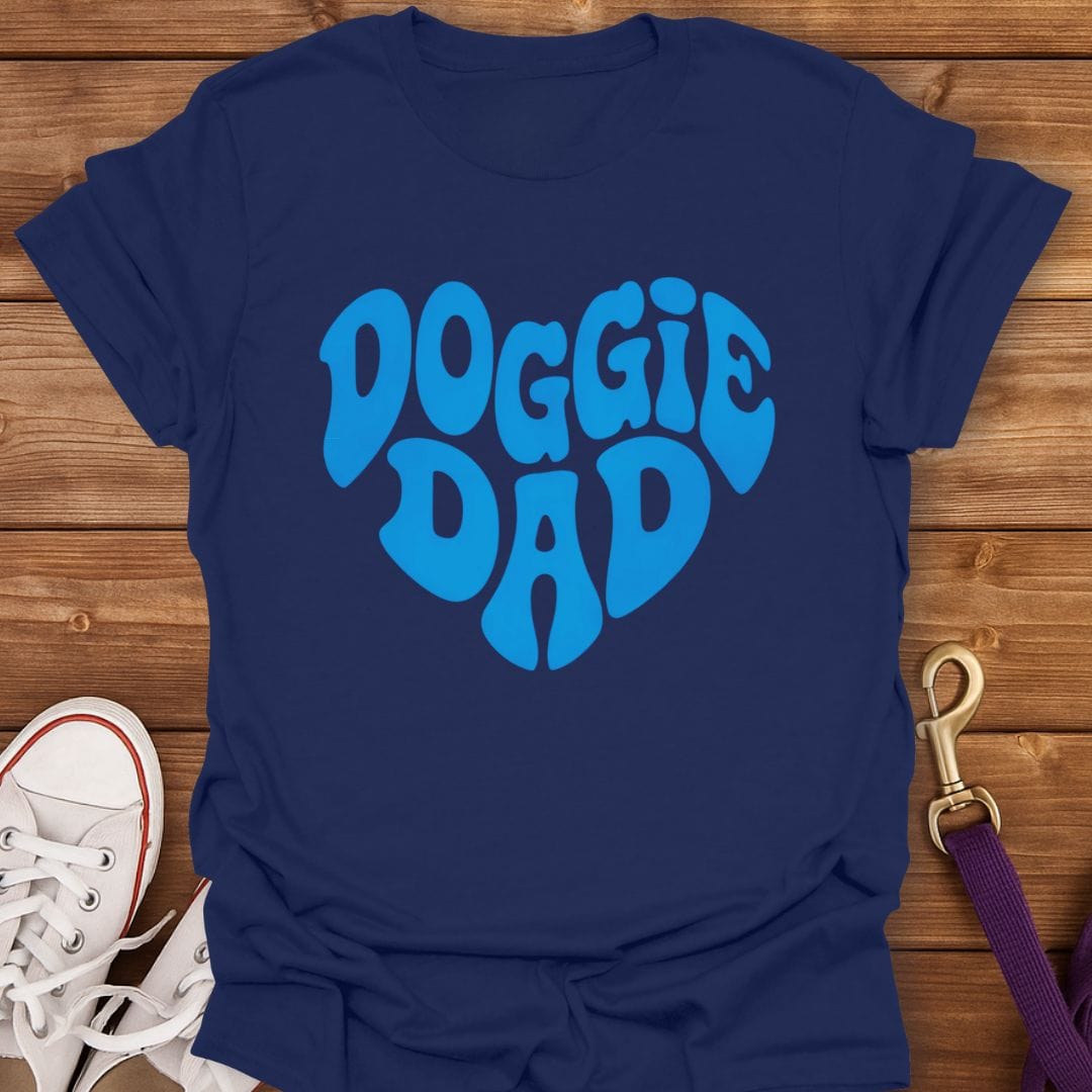 Groovy Doggie Dad Heart T-Shirt Navy / S