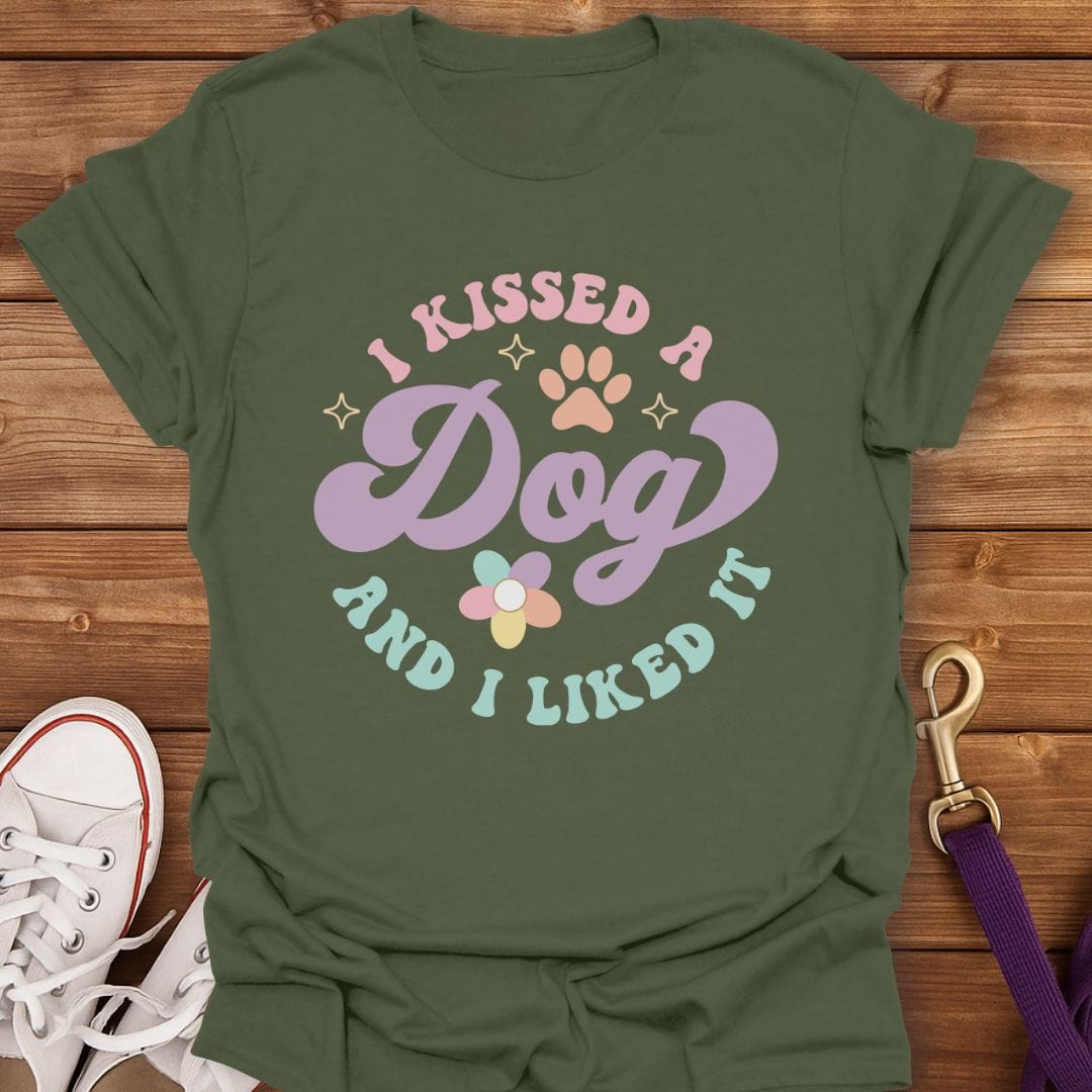 I Kissed a Dog T-Shirt Military Green / S