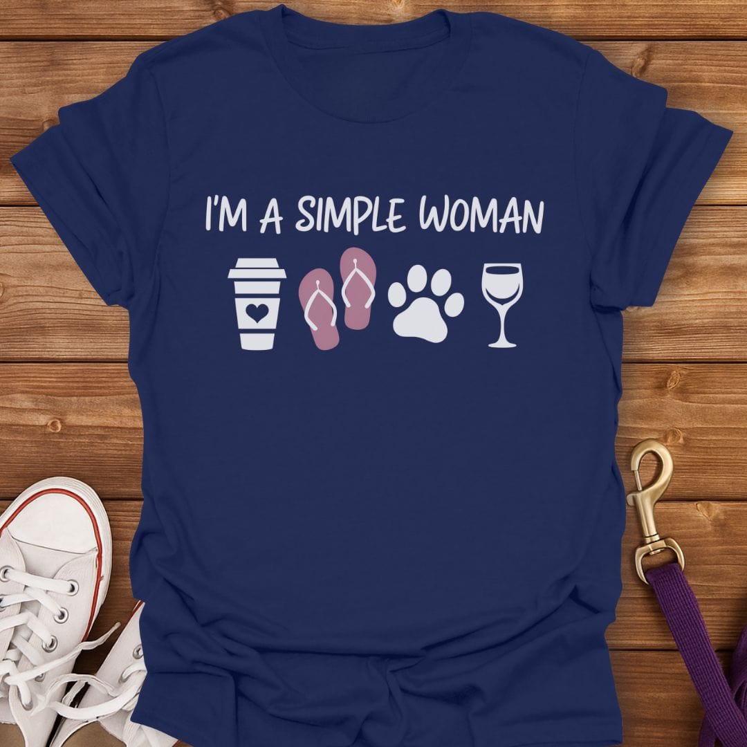 I'm a Simple Woman Dog Mom T-Shirt Navy / S