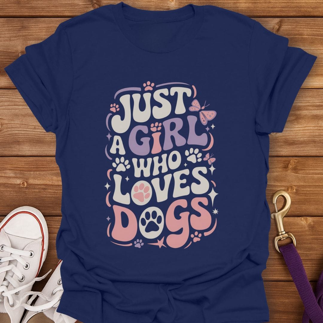 Just a Girl Who Loves Dogs T-Shirt Navy / S