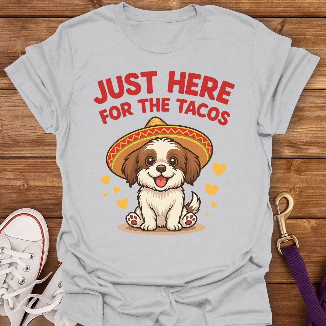 Just Here for the Tacos Shih Tzu T-Shirt Ice Grey / S