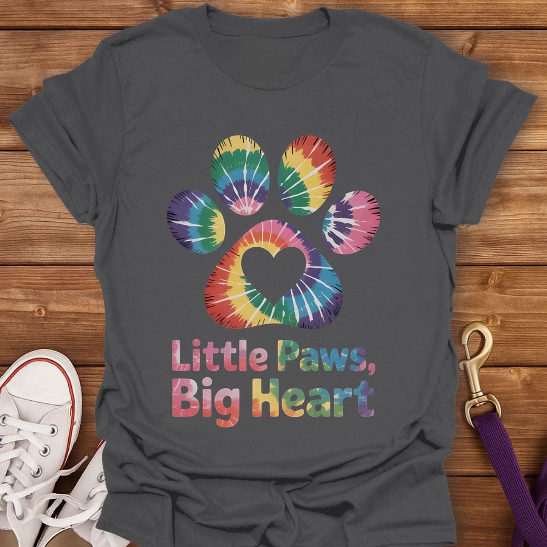 Little Paws Big Heart Tie-Dye T-Shirt Charcoal / S