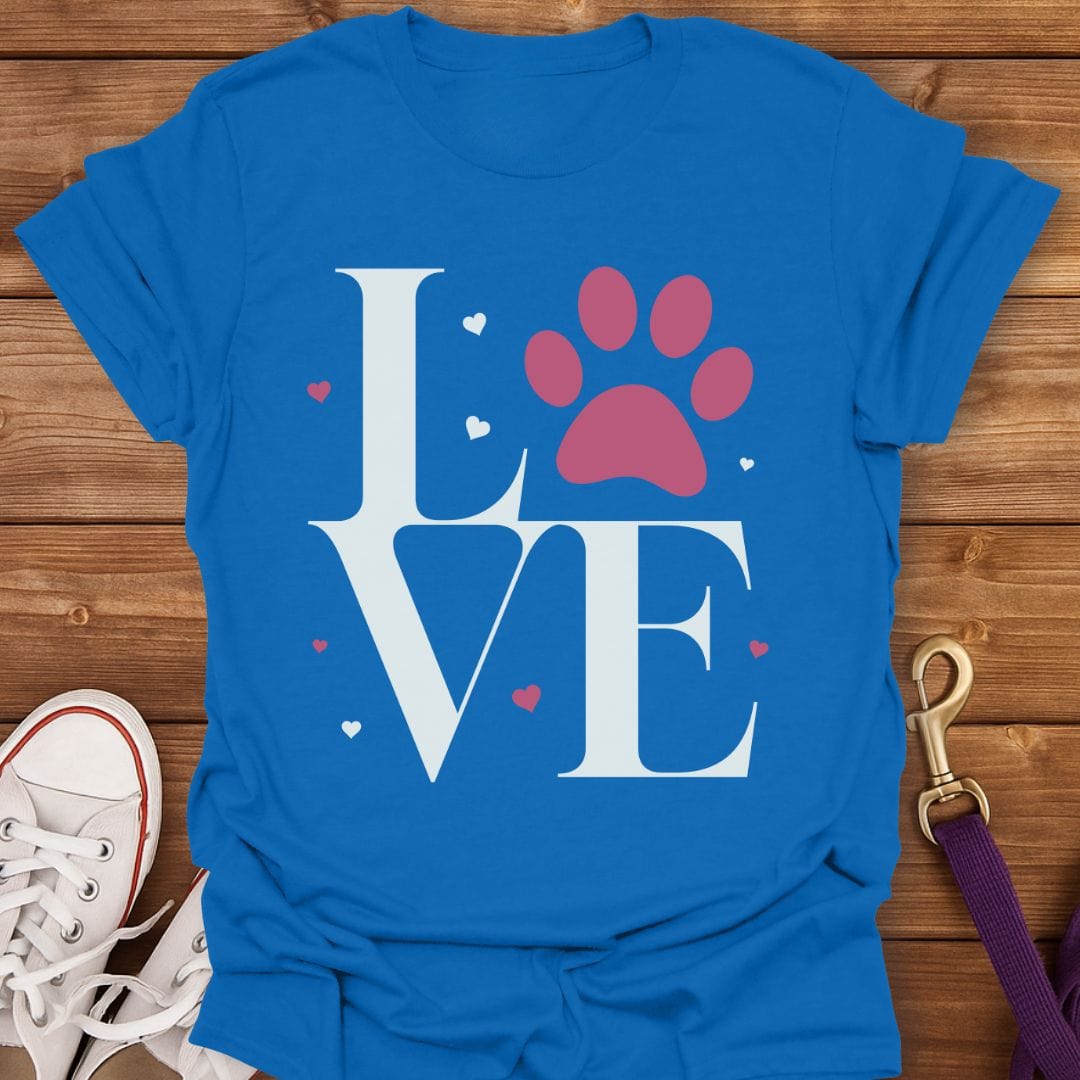 Love Paw Print Heart T-Shirt Royal / S