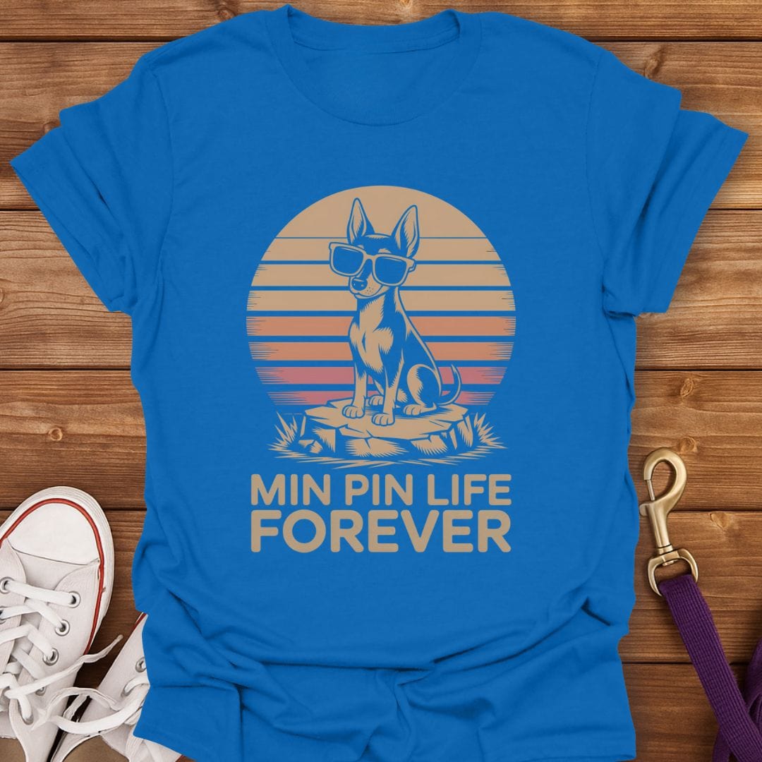 Min Pin Life Forever Retro Sunset T-Shirt Royal / S
