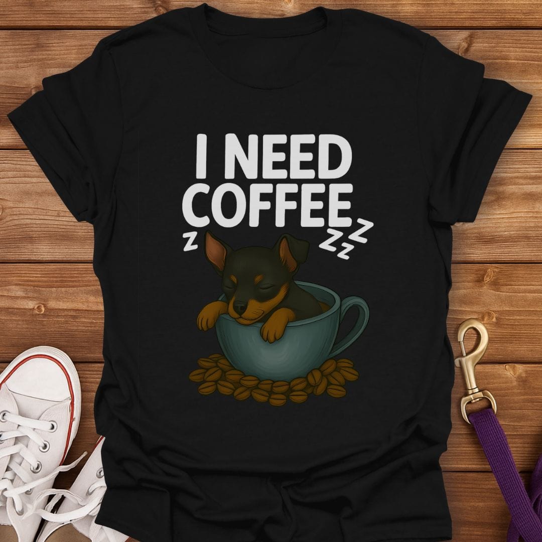 Miniature Pinscher Coffee Nap T-Shirt Black / S